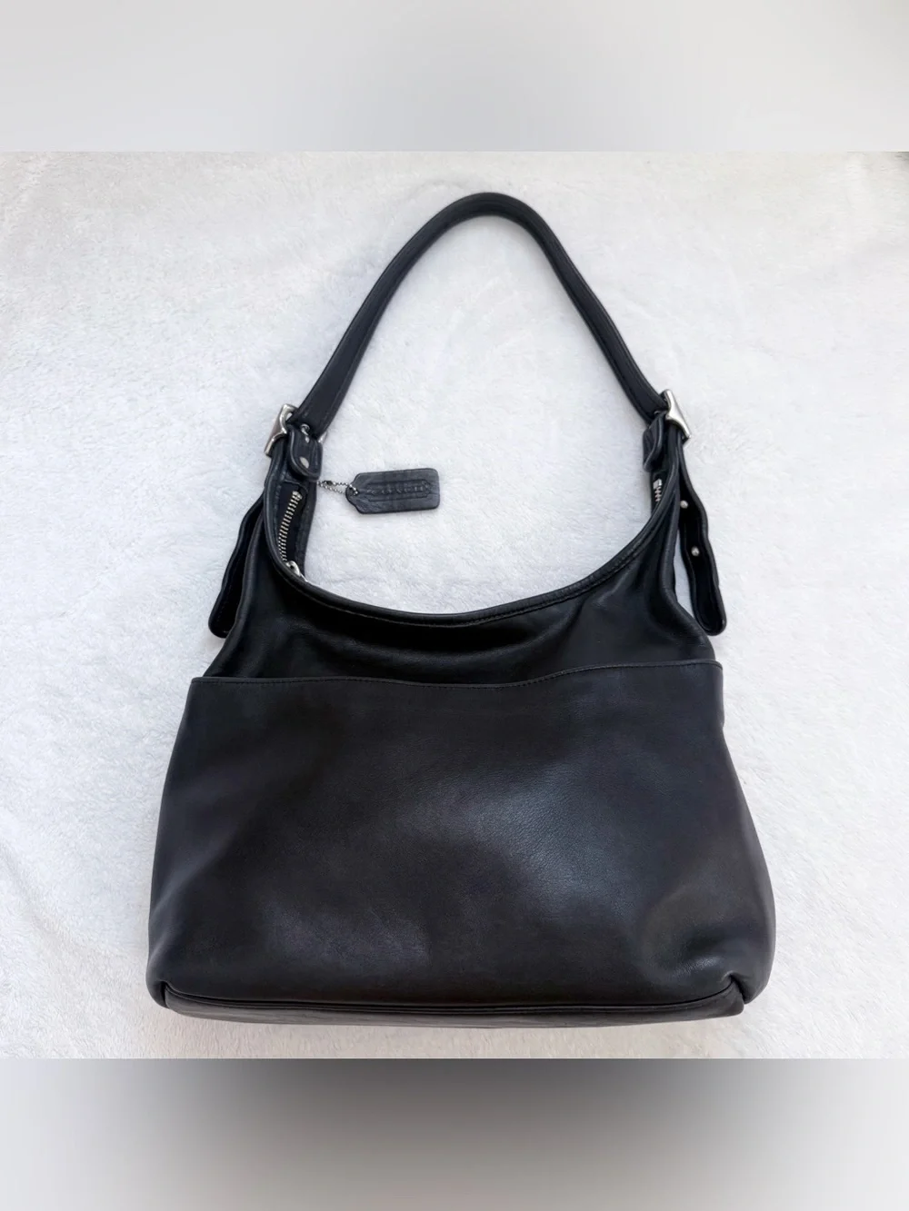 Vintage Coach 9058 Legacy Leather Black Hobo Shoulder Bag USA Black & Silver GUC - Picture 2 of 14